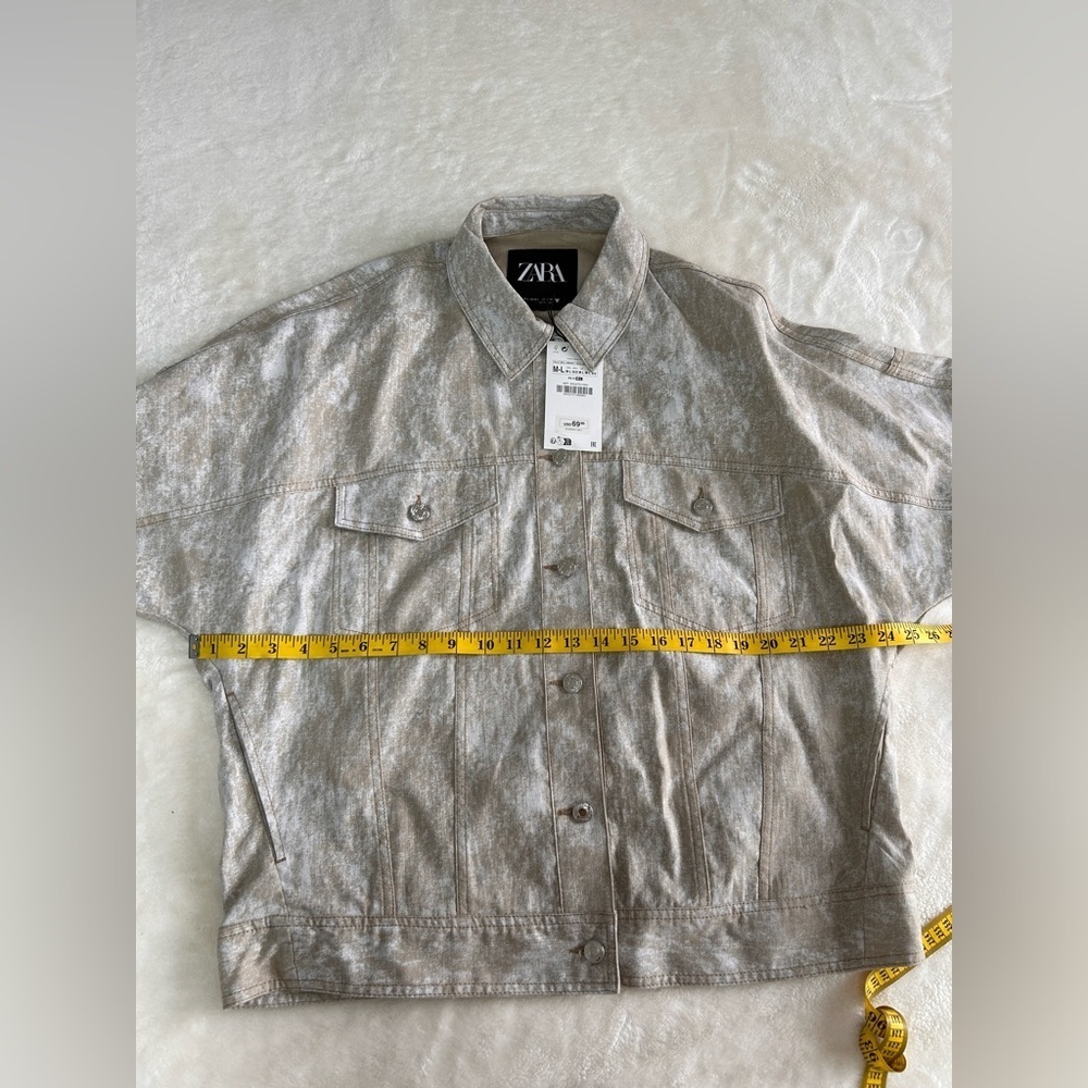 NWT Zara Printed oversized linen blend jacket - Picture 12 of 14